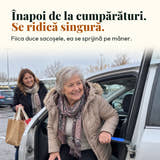 Imagine cu caracter ilustrativ: Înapoi de la cumpărături. Se ridică singură. Fiica duce sacoșele, ea se sprijină pe mâner.