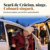 Imagine cu caracter ilustrativ: Seară de Crăciun, ninge. Coboară singură. Fiul duce cadoul, ea intră în casă mândră.